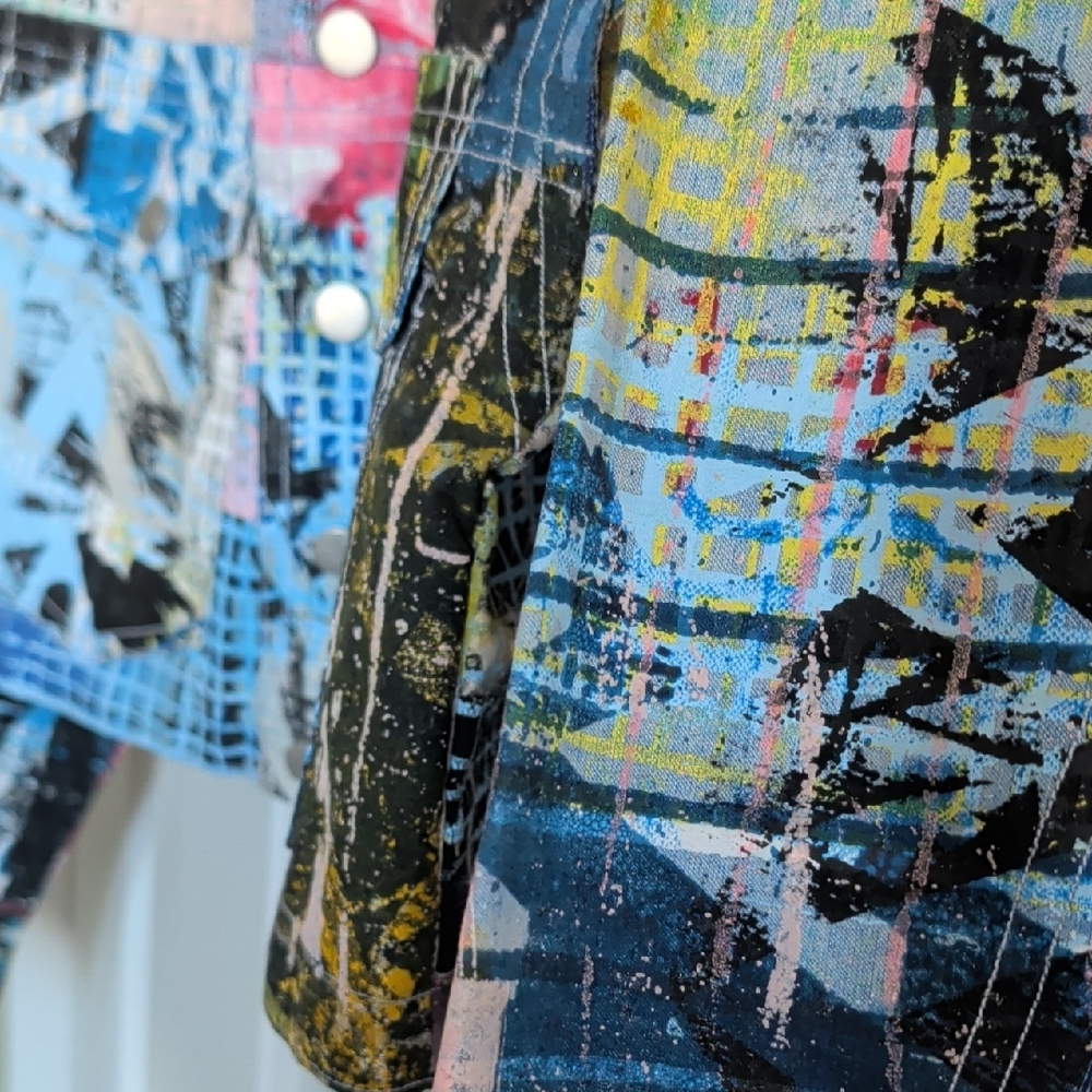 Typical Freaks Painted Crop Jacket - Multicolor Abstract Print - Picture 3 of 4